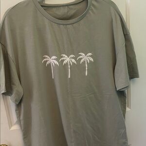 Olive Green Palm Tree Short Sleeve Tee